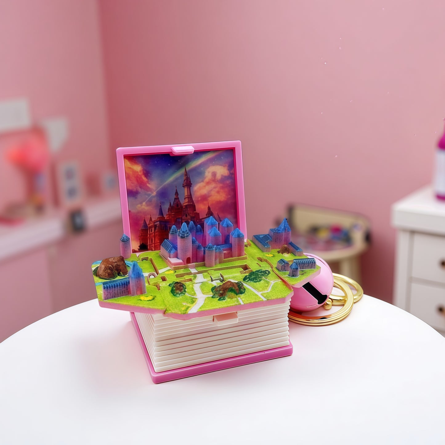Funny Novelty 3D Pop-Up Book Bag Charms Keychain, Folding Mini Scene Keyring Bag Decoration, Birthday Gift for Girls Boys Children, Capybara Football Lover Design