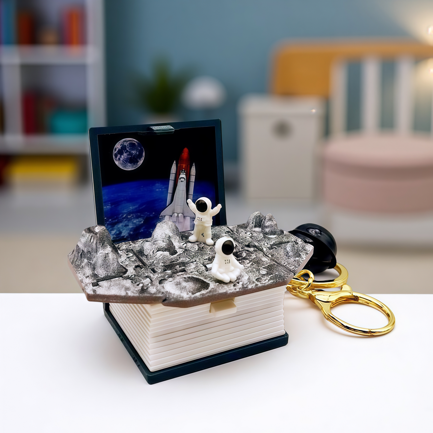 Funny Novelty 3D Pop-Up Book Bag Charms Keychain, Folding Mini Scene Keyring Bag Decoration, Birthday Gift for Girls Boys Children, Capybara Football Lover Design