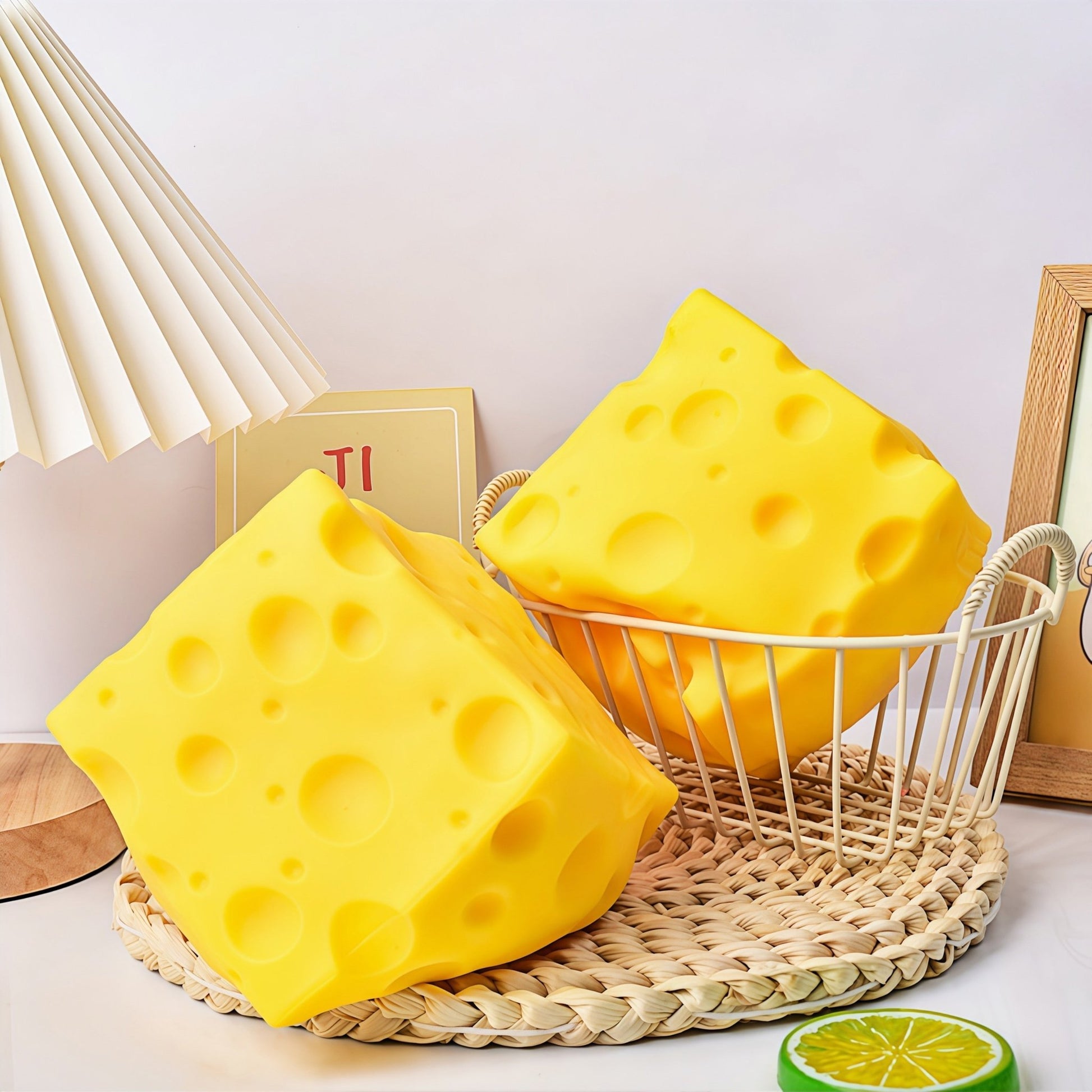 Cheese Squishy Butter Toy, Super Soft Slow Rebound Squishy, Shapeable Kneadable Squeeze Ball with Clay Inside, Realistic Cheese Stress Relief Sensory Fidget Toy for Kids Adults - Buhigift
