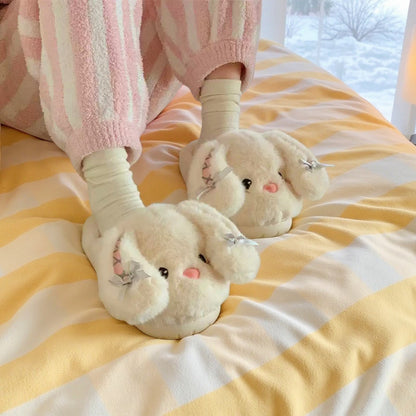 Cute Bunny Slippers Shoes, Cozy Christmas for Women - Plush Non - Slip Indoor Booties, Festive House Shoes - Buhigift