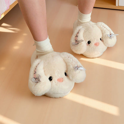 Cute Bunny Slippers Shoes, Cozy Christmas for Women - Plush Non - Slip Indoor Booties, Festive House Shoes - Buhigift