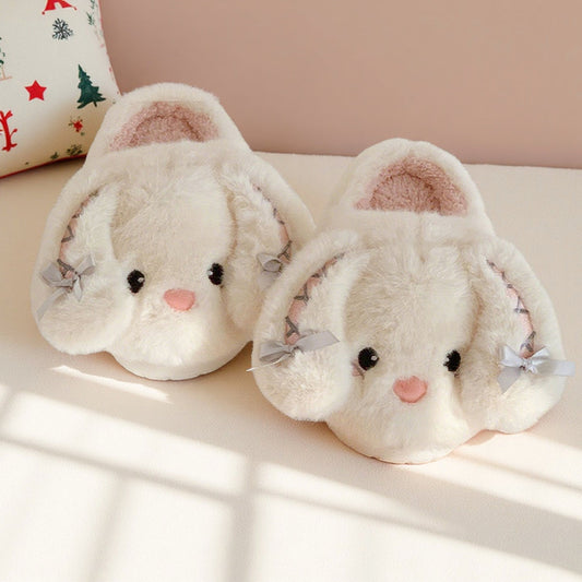 Cute Bunny Slippers Shoes, Cozy Christmas for Women - Plush Non - Slip Indoor Booties, Festive House Shoes - Buhigift