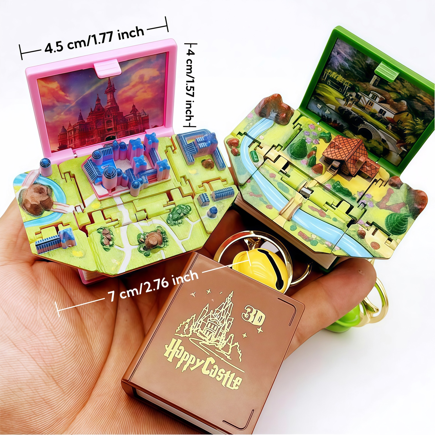 Funny Novelty 3D Pop - Up Book Bag Charms Keychain, Folding Mini Scene Keyring Bag Decoration, Birthday Gift for Girls Boys Children, Capybara Football Lover Design - Buhigift