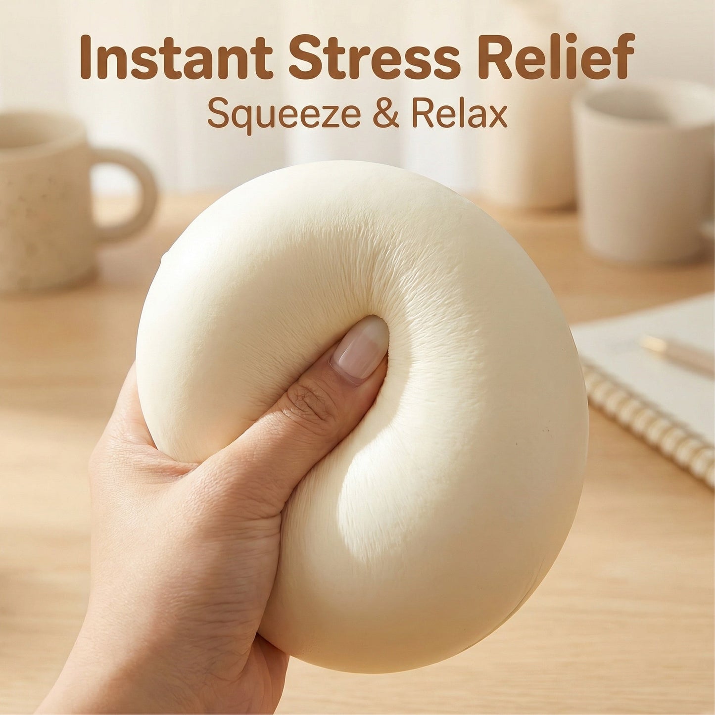 Giant Dumpling Squishy Milk Bun, 4/6 Inch Jumbo Soft Slow Rising Decompression Dough Stress Ball, Anxiety Relief Fidget Toy for Adults, Sensory Squeeze Ball, Novelty Bun Gift - Buhigift