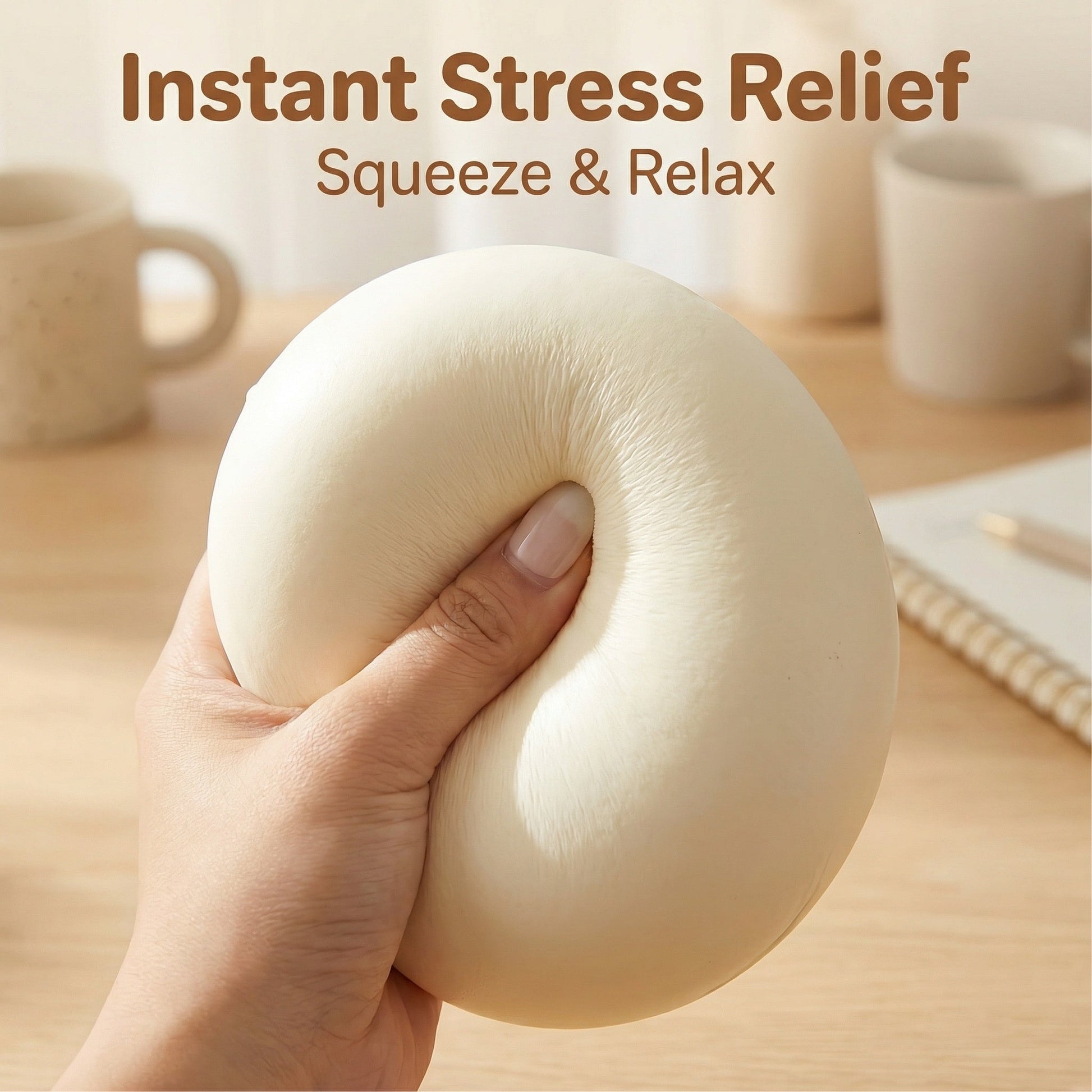 Giant Dumpling Squishy Milk Bun, 4/6 Inch Jumbo Soft Slow Rising Decompression Dough Stress Ball, Anxiety Relief Fidget Toy for Adults, Sensory Squeeze Ball, Novelty Bun Gift - Buhigift