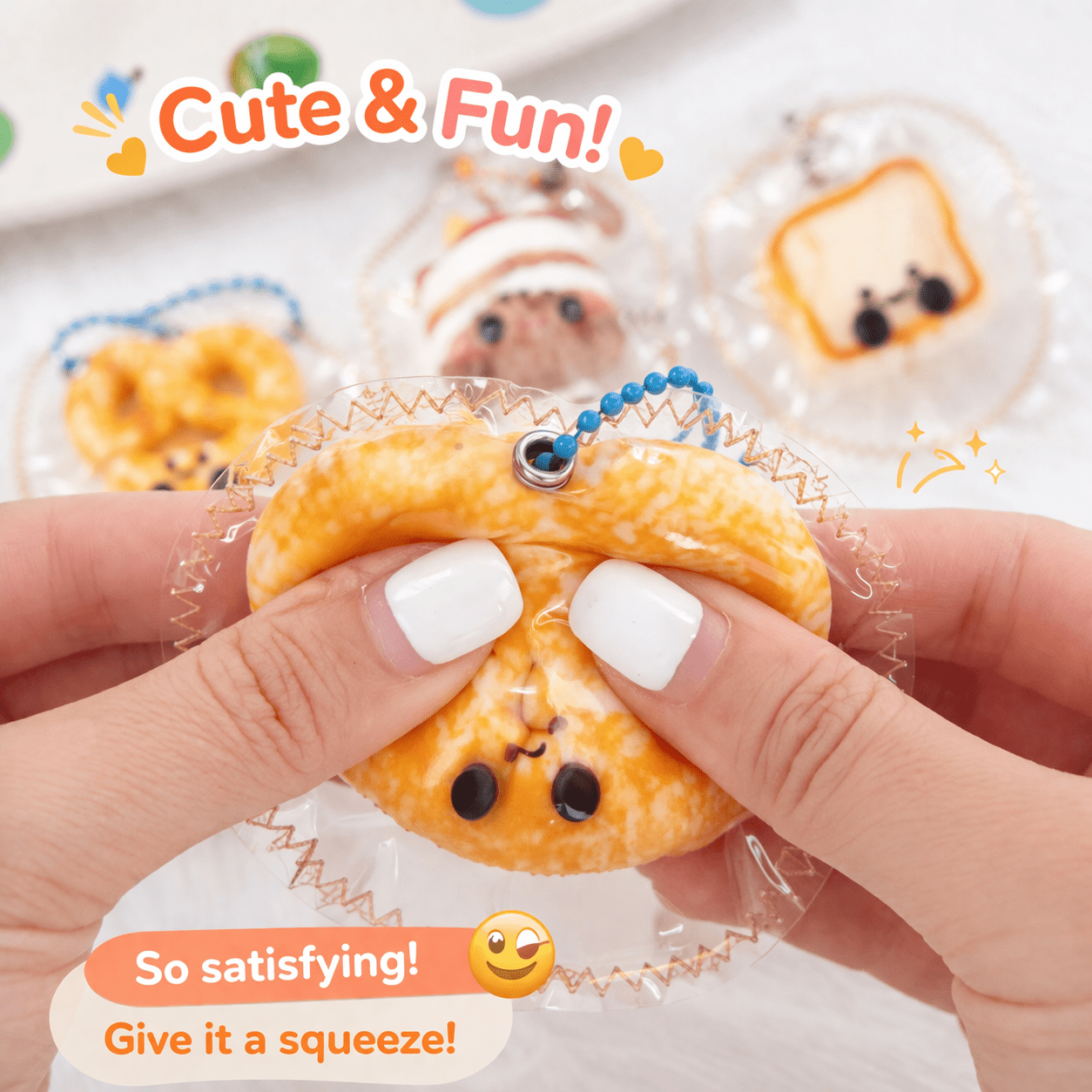 Jellycat Squishy Keychain Bag Charm | Kawaii Cute Gift, Soft Squeeze Toy, Mochi Squishy, Mini Croissant Charm, Stress Relief Fidget, Accessories for Bags & Keys, kids girls gift - Buhigift