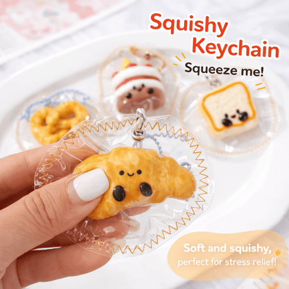 Jellycat Squishy Keychain Bag Charm | Kawaii Cute Gift, Soft Squeeze Toy, Mochi Squishy, Mini Croissant Charm, Stress Relief Fidget, Accessories for Bags & Keys, kids girls gift - Buhigift