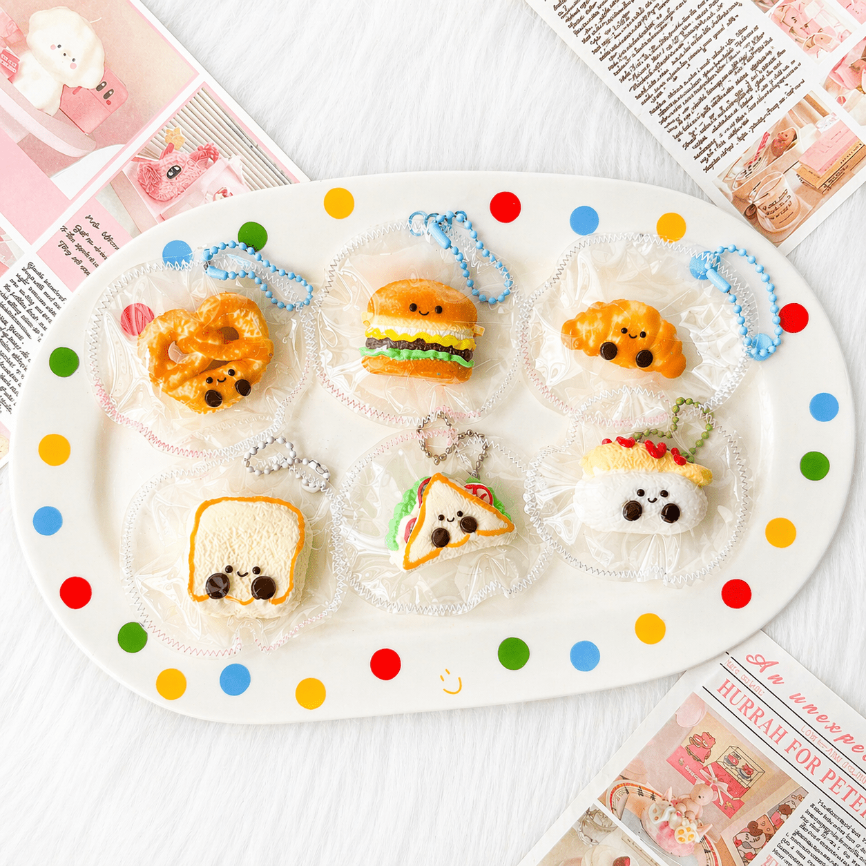 Jellycat Squishy Keychain Bag Charm | Kawaii Cute Gift, Soft Squeeze Toy, Mochi Squishy, Mini Croissant Charm, Stress Relief Fidget, Accessories for Bags & Keys, kids girls gift - Buhigift