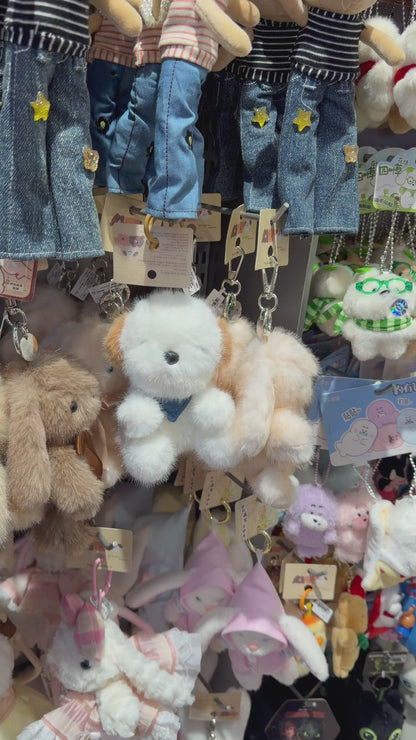 Pull-Up Rabbit Plush Toy Keychain & Bag Charm, Interactive Bunny Stuffed Animal with Switchable Ears & Legs, Soft Bunny Pendant for Bags & Keys