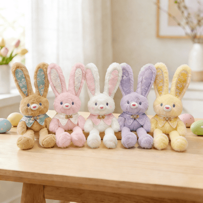 Pull - Up Rabbit Plush Toy Keychain & Bag Charm, Interactive Bunny Stuffed Animal with Switchable Ears & Legs, Soft Bunny Pendant for Bags & Keys - Buhigift