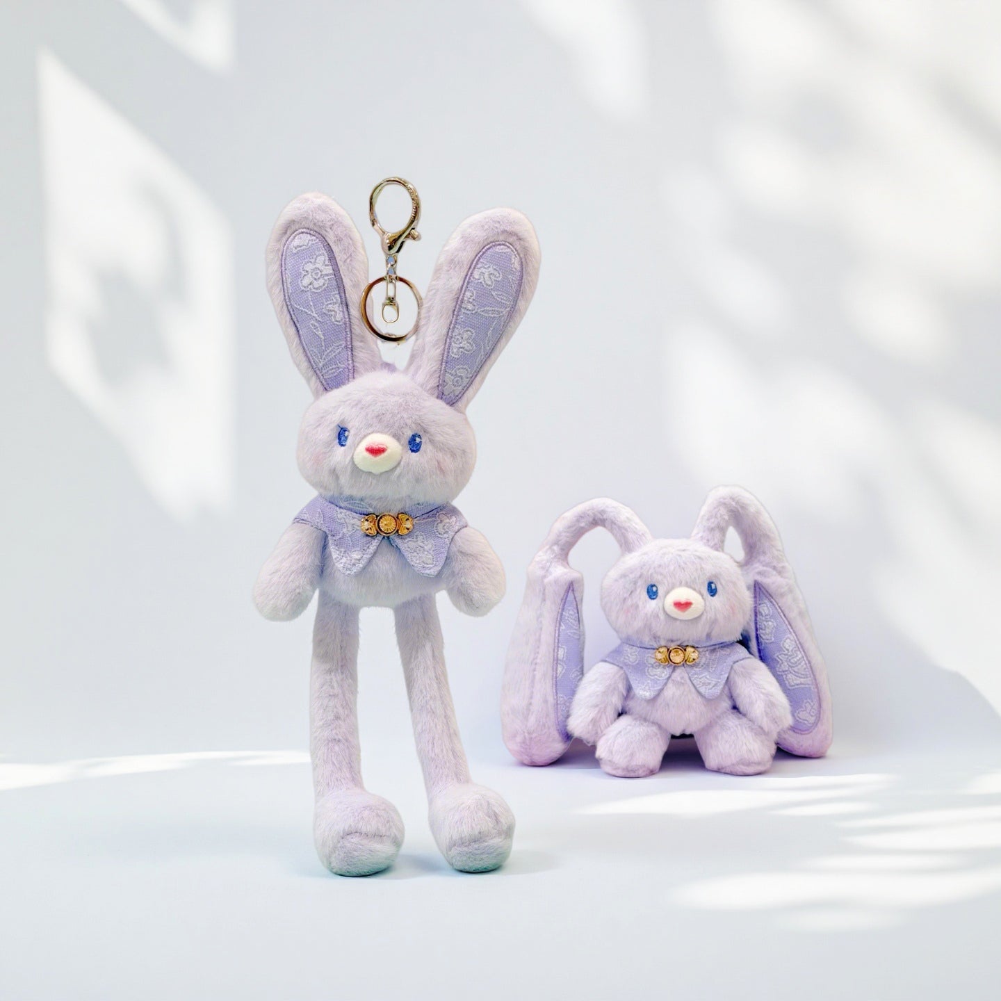 Pull - Up Rabbit Plush Toy Keychain & Bag Charm, Interactive Bunny Stuffed Animal with Switchable Ears & Legs, Soft Bunny Pendant for Bags & Keys - Buhigift