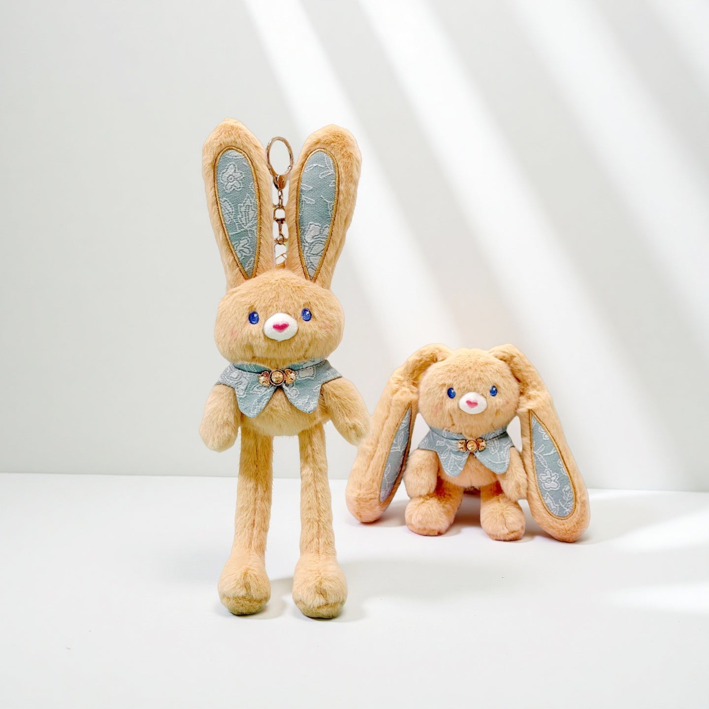 Pull - Up Rabbit Plush Toy Keychain & Bag Charm, Interactive Bunny Stuffed Animal with Switchable Ears & Legs, Soft Bunny Pendant for Bags & Keys - Buhigift