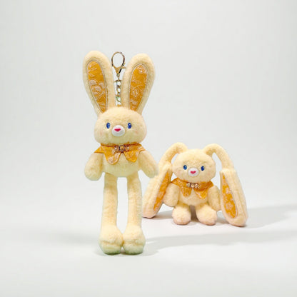 Pull - Up Rabbit Plush Toy Keychain & Bag Charm, Interactive Bunny Stuffed Animal with Switchable Ears & Legs, Soft Bunny Pendant for Bags & Keys - Buhigift