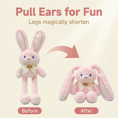 Pull - Up Rabbit Plush Toy Keychain & Bag Charm, Interactive Bunny Stuffed Animal with Switchable Ears & Legs, Soft Bunny Pendant for Bags & Keys - Buhigift