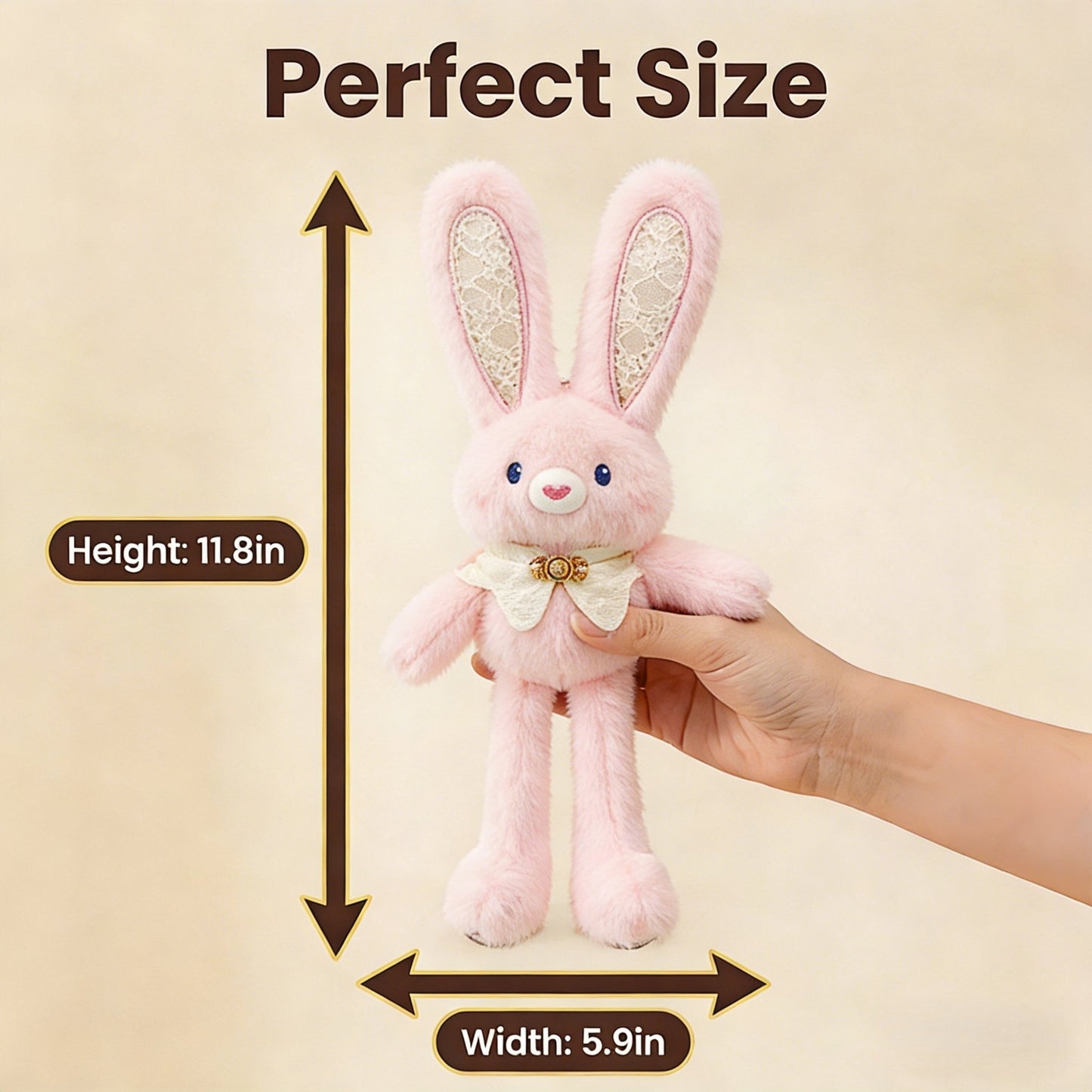 Pull - Up Rabbit Plush Toy Keychain & Bag Charm, Interactive Bunny Stuffed Animal with Switchable Ears & Legs, Soft Bunny Pendant for Bags & Keys - Buhigift
